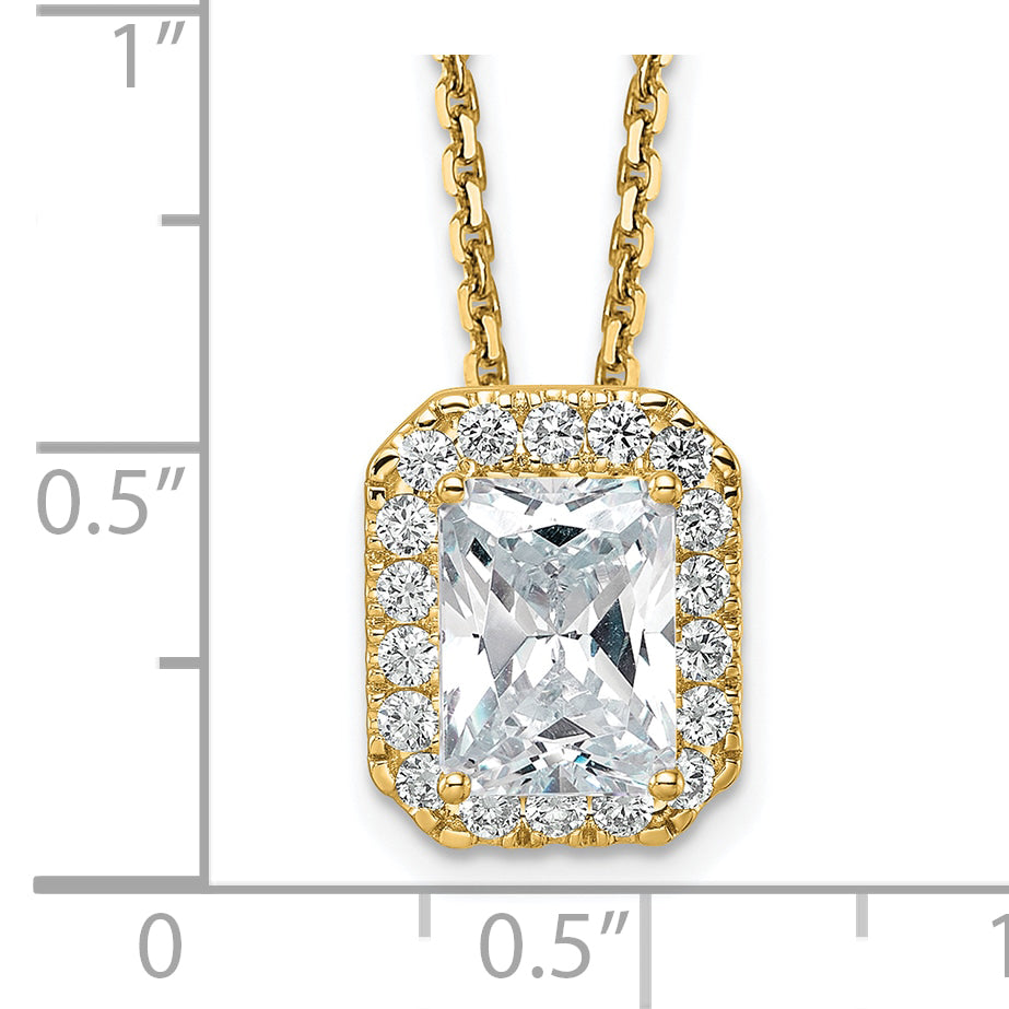 14k Yellow Gold 2 1/2 Ct. Certified Lab Grown Diamond VS/SI+ G+ 18 inch Radiant Halo Pendant Necklace