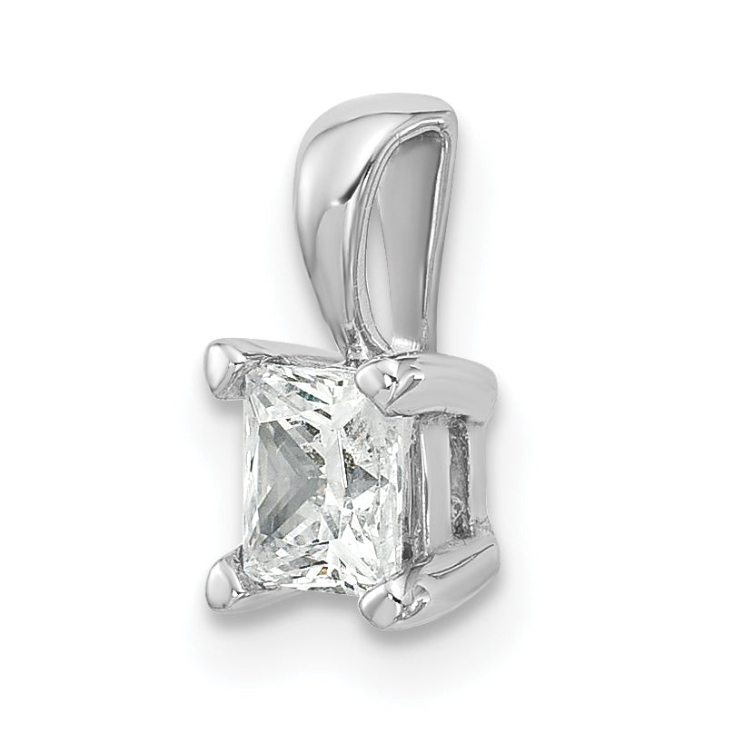 14k White Gold 1/2 Ct. Lab Grown Diamond VS/SI+ G+ Princess Four Prong Pendant