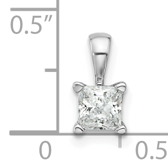 14k White Gold 1/2 Ct. Lab Grown Diamond VS/SI+ G+ Princess Four Prong Pendant