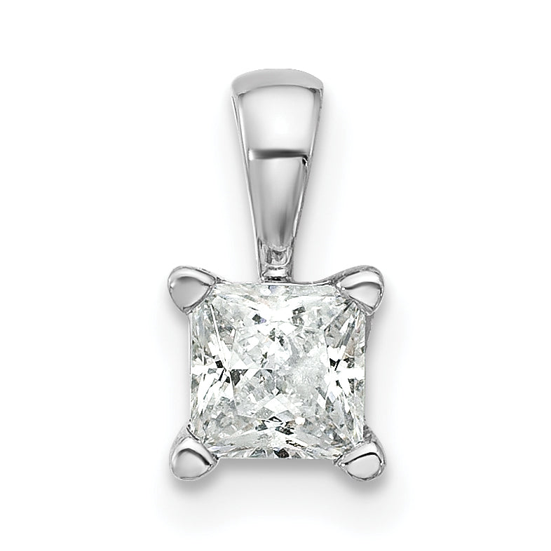 14k White Gold 1/2 Ct. Lab Grown Diamond VS/SI+ G+ Princess Four Prong Pendant