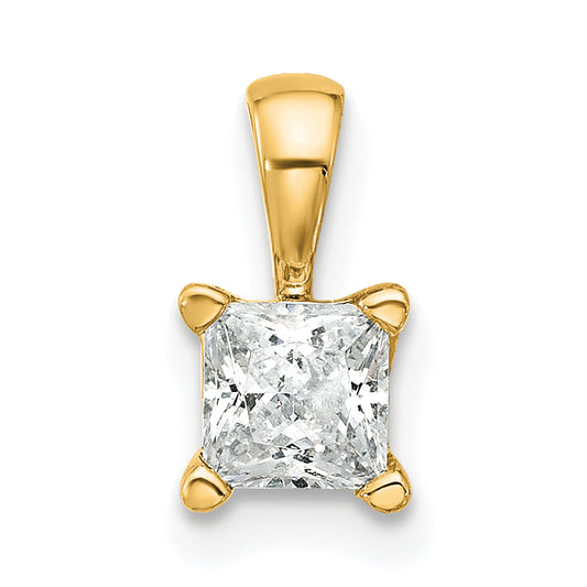 14k Yellow Gold 1/2 Ct. Certified Lab Grown Diamond VS/SI+ G+ Princess Four Prong Pendant