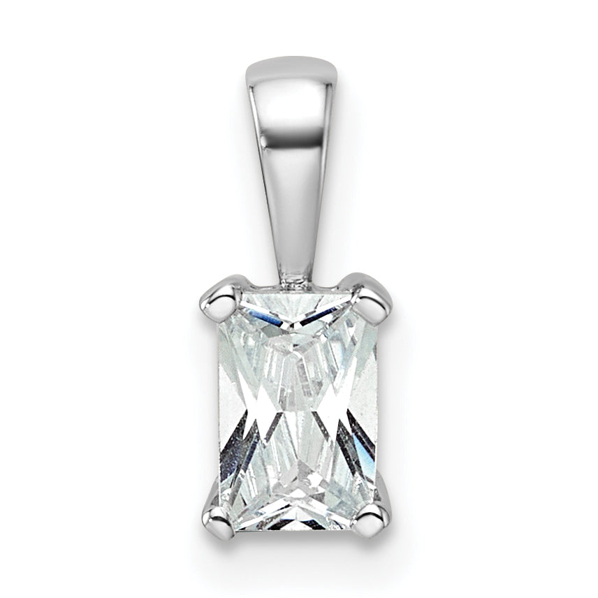 14k White Gold 1/2 Ct. Certified Lab Grown Diamond VS/SI+ G+ Radiant Four Prong Pendant