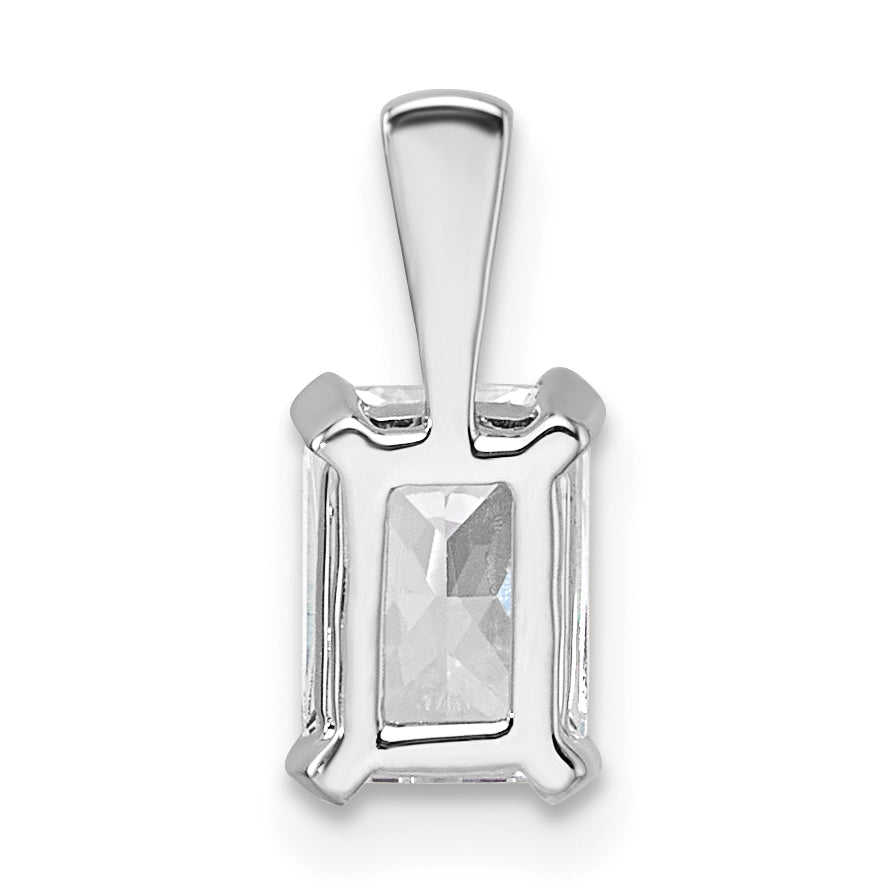 14k White Gold 3/4 Ct. Lab Grown Diamond VS/SI+ G+ Radiant Four Prong Pendant