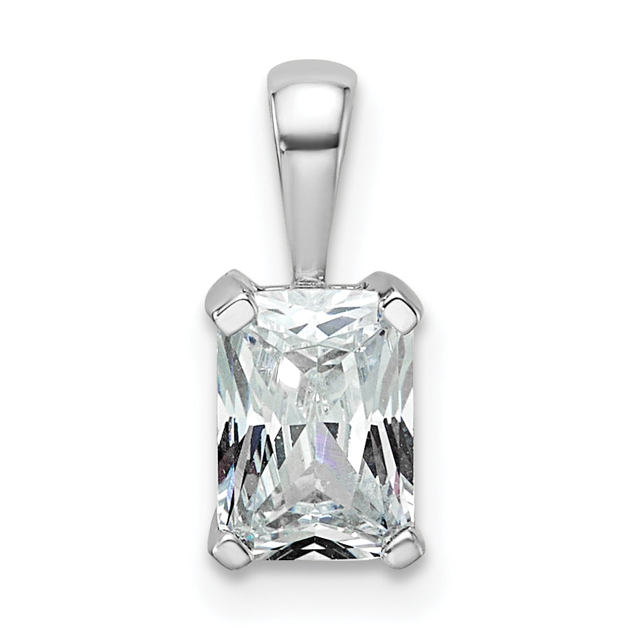 14k White Gold 3/4 Ct. Lab Grown Diamond VS/SI+ G+ Radiant Four Prong Pendant