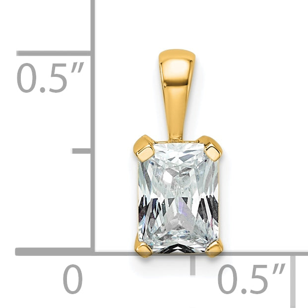 14k Yellow Gold 3/4 Ct. Lab Grown Diamond VS/SI+ G+ Radiant Four Prong Pendant