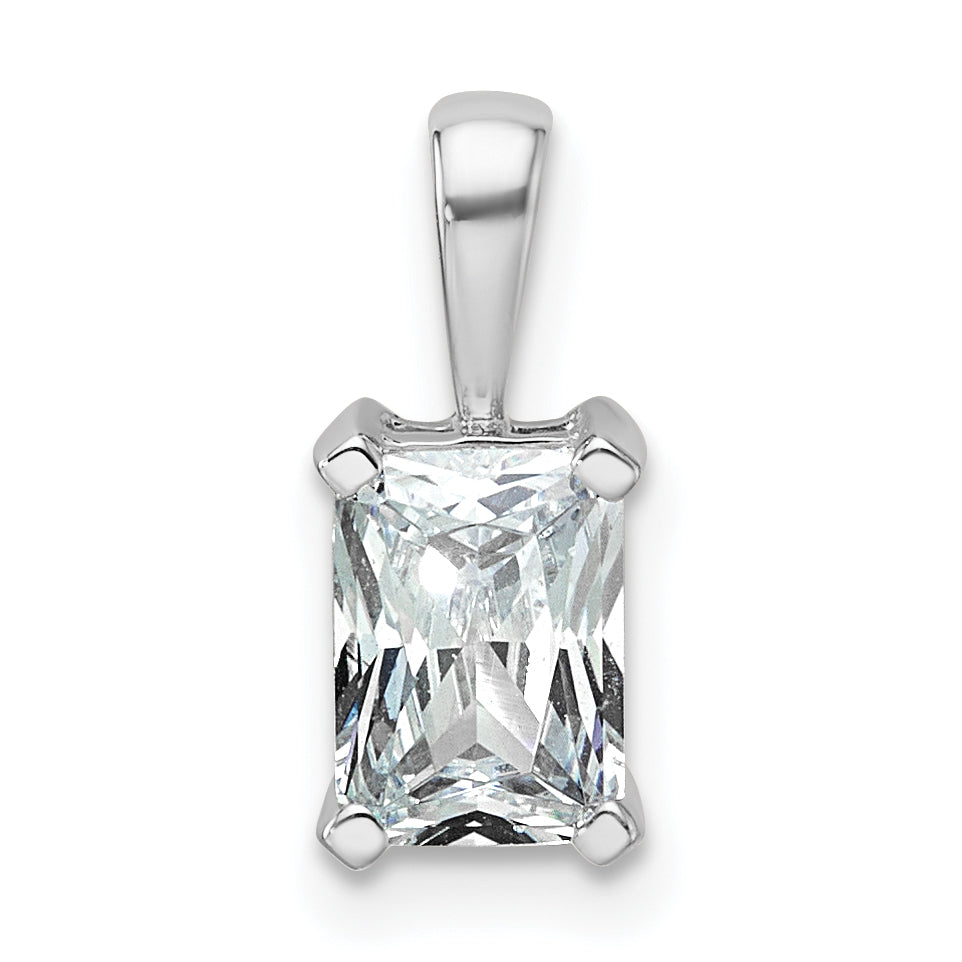 14k White Gold 14k White Gold 1 carat Certified Lab Grown Diamond VS+ F+ Radiant Complete Four Prong Pendant