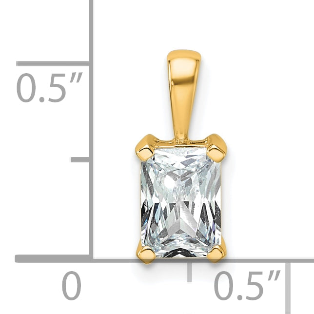 14k Yellow Gold 1 Ct. Lab Grown Diamond VS/SI+ G+ Radiant Four Prong Pendant