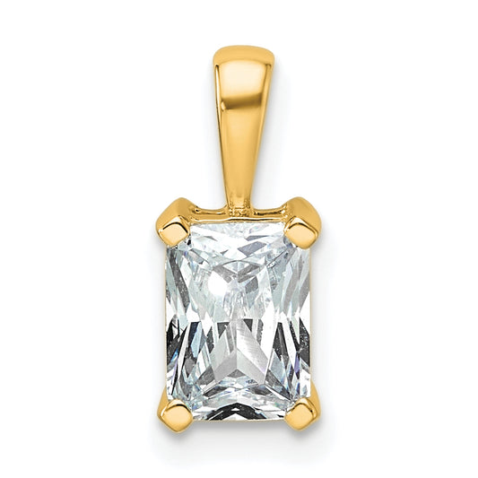 14k Yellow Gold 1 Ct. Lab Grown Diamond VS/SI+ G+ Radiant Four Prong Pendant