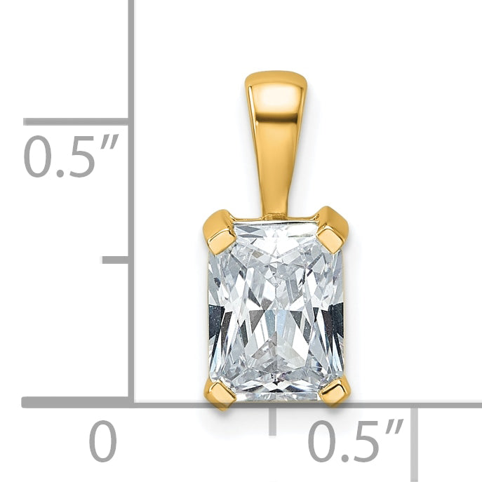 14k Yellow Gold 1 1/2 Ct. Lab Grown Diamond VS/SI+ G+ Radiant Four Prong Pendant