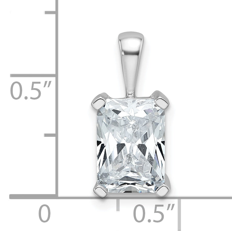 14k White Gold 2 1/2 Ct. Lab Grown Diamond VS/SI+ G+ Radiant Four Prong Pendant