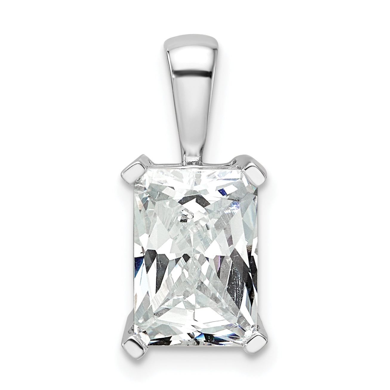 14k White Gold 3 Ct. Certified Lab Grown Diamond VS/SI+ G+ Radiant Four Prong Pendant