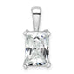 14k White Gold 3 Ct. Lab Grown Diamond VS/SI+ G+ Radiant Four Prong Pendant