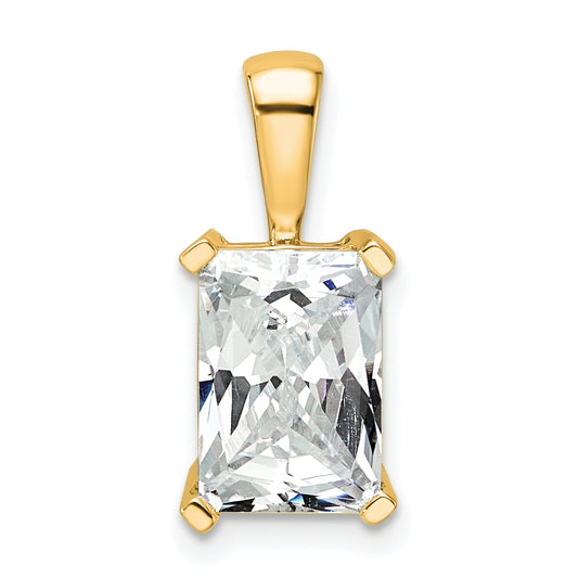 14k Yellow Gold 3 Ct. Lab Grown Diamond VS/SI+ G+ Radiant Four Prong Pendant