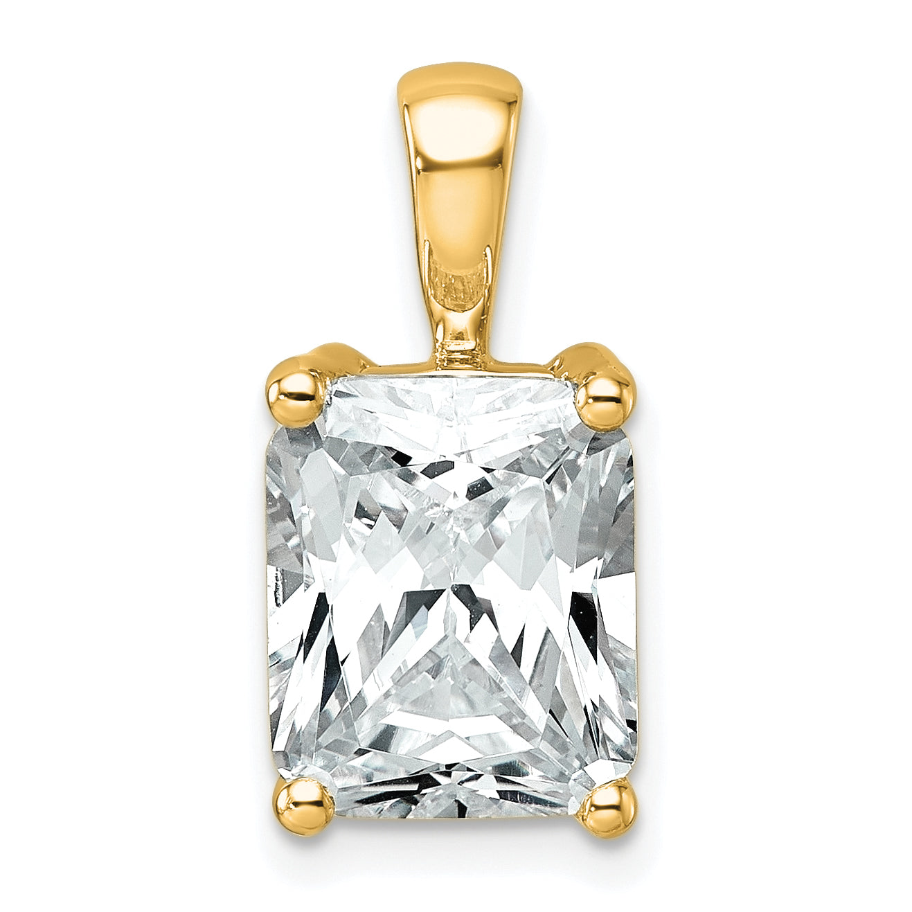 14k Yellow Gold 4 Ct. Certified Lab Grown Diamond VS/SI+ G+ Radiant Four Prong Pendant