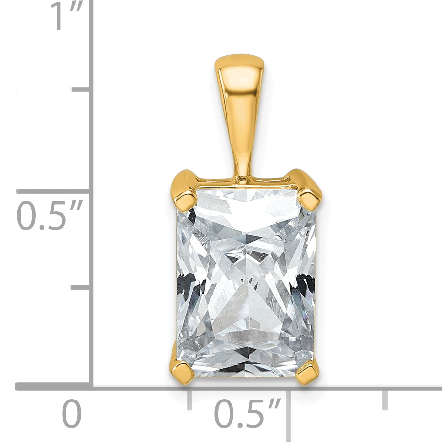 14k Yellow Gold 5 Ct. Lab Grown Diamond VS/SI+ G+ Radiant Four Prong Pendant