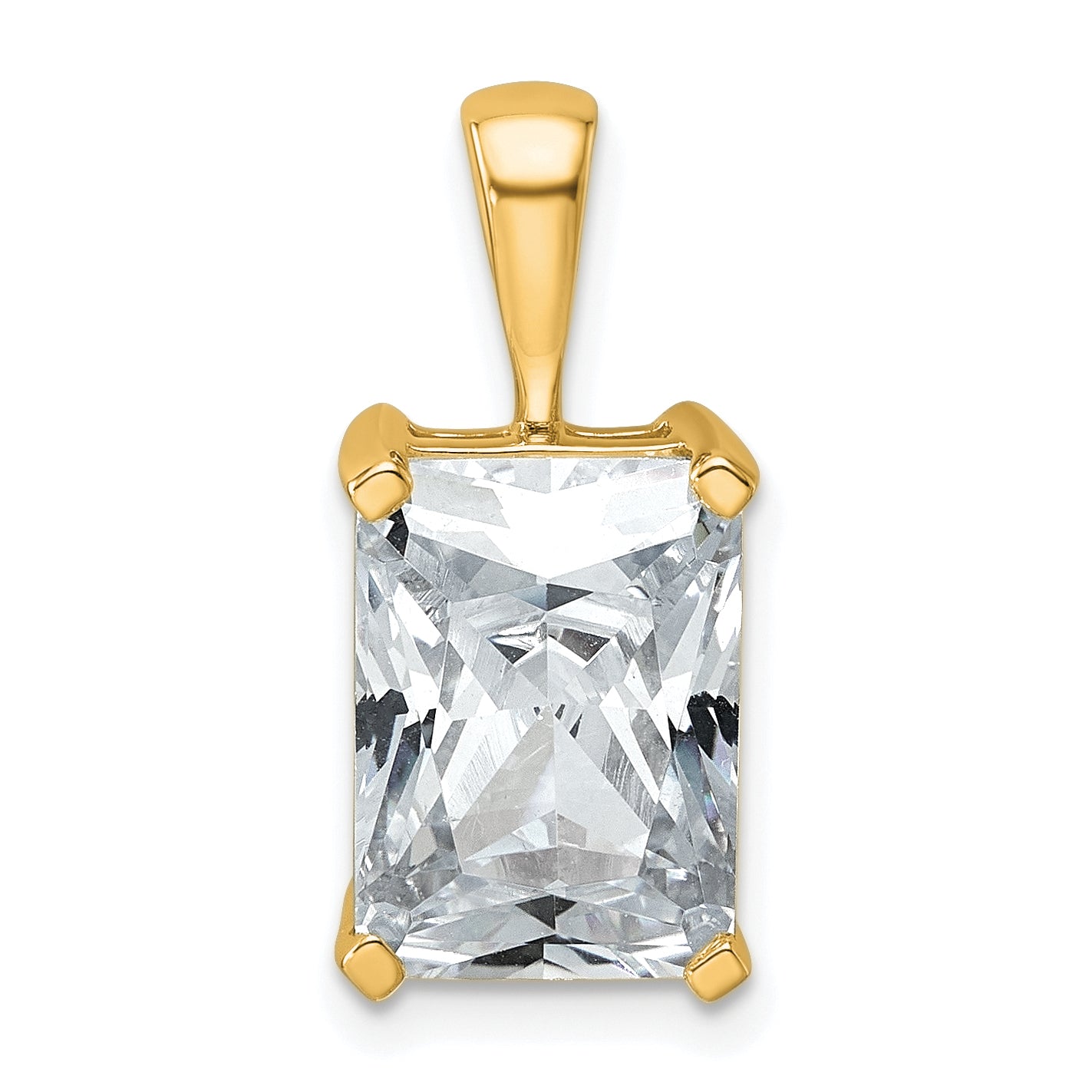 14k Yellow Gold 5 Ct. Lab Grown Diamond VS/SI+ G+ Radiant Four Prong Pendant