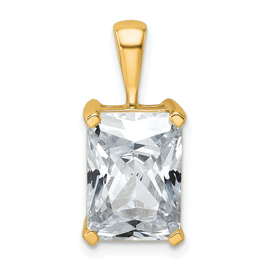 14k Yellow Gold 5 Ct. Lab Grown Diamond VS/SI+ G+ Radiant Four Prong Pendant