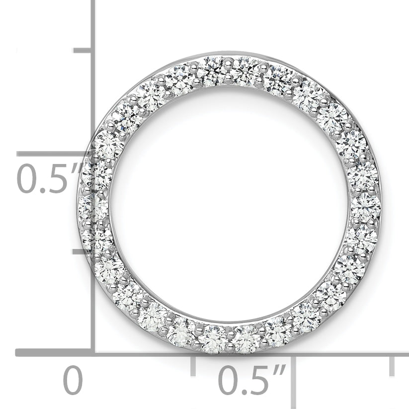 14k White Gold 1 Ct. Lab Grown Diamond VS/SI+ G+ Circle Chain Slide Pendant