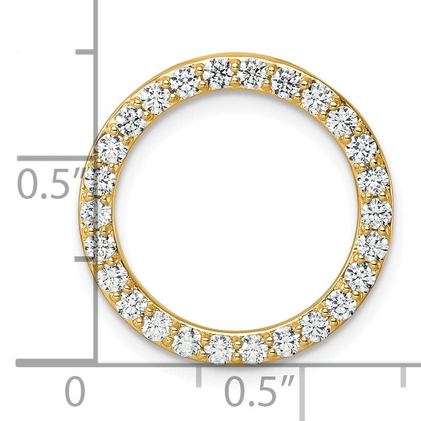 14k Yellow Gold 14k 1 carat Lab Grown Diamond VS/SI+ G+ Circle Chain Slide Pendant