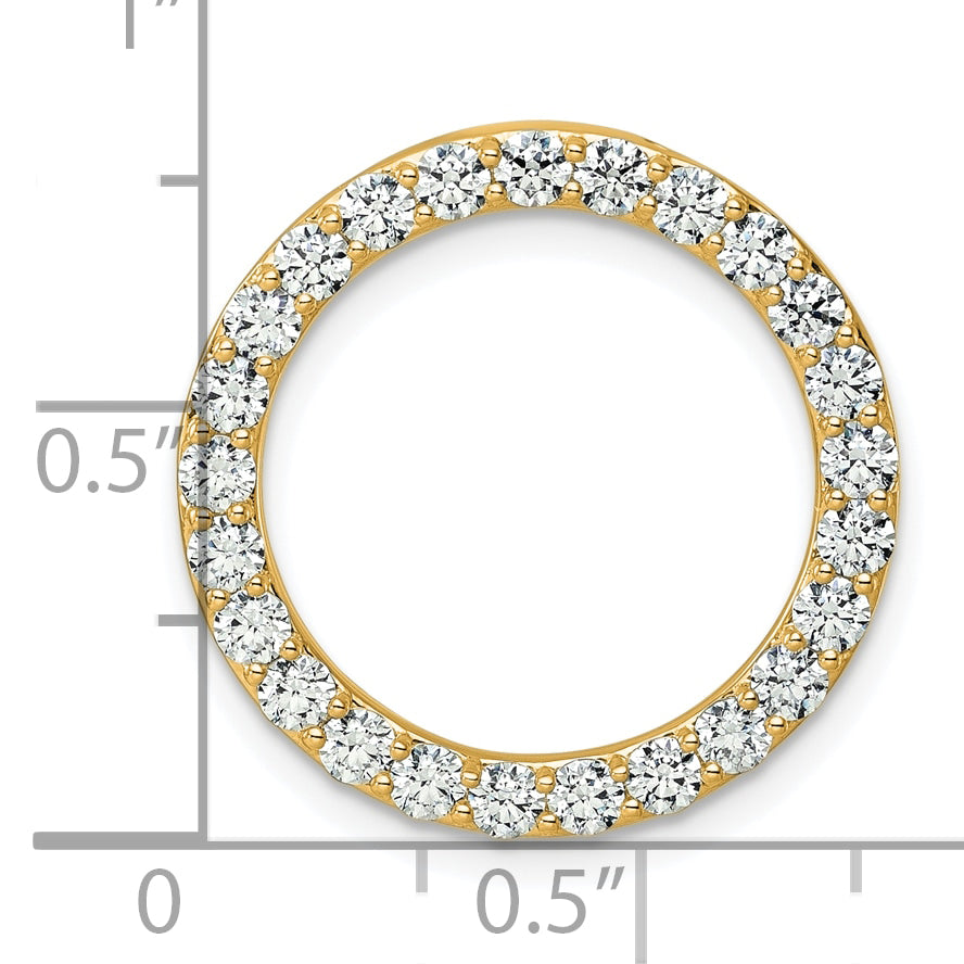 14k Yellow Gold 14k 1 1/2 carat Lab Grown Diamond VS+ F+ Circle Chain Slide Pendant