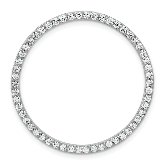 14k White Gold 1 Ct. Lab Grown Diamond VS/SI+ G+ Circle Chain Slide Pendant