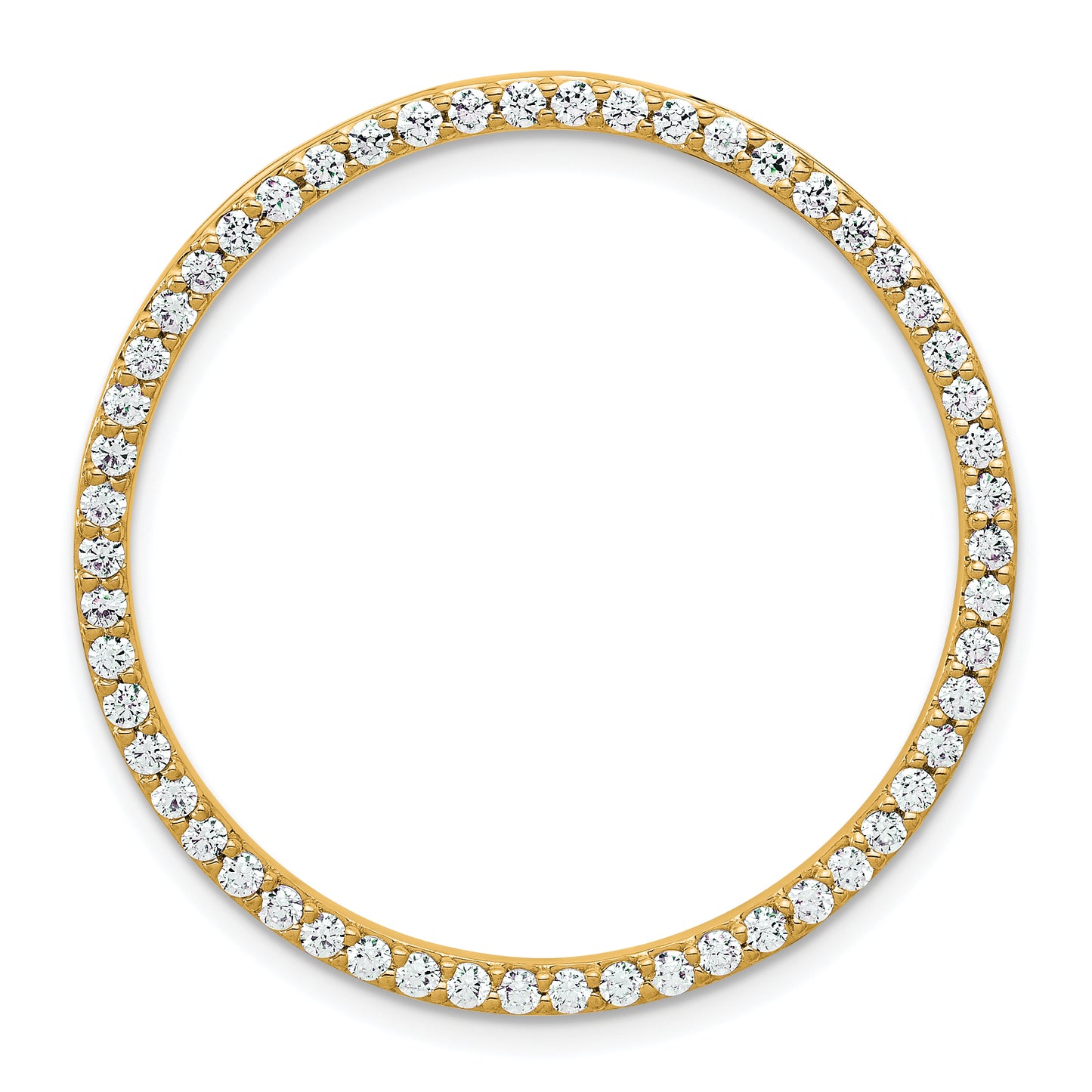 14k Yellow Gold 14k 1 carat Lab Grown Diamond VS+ F+ Circle Chain Slide Pendant