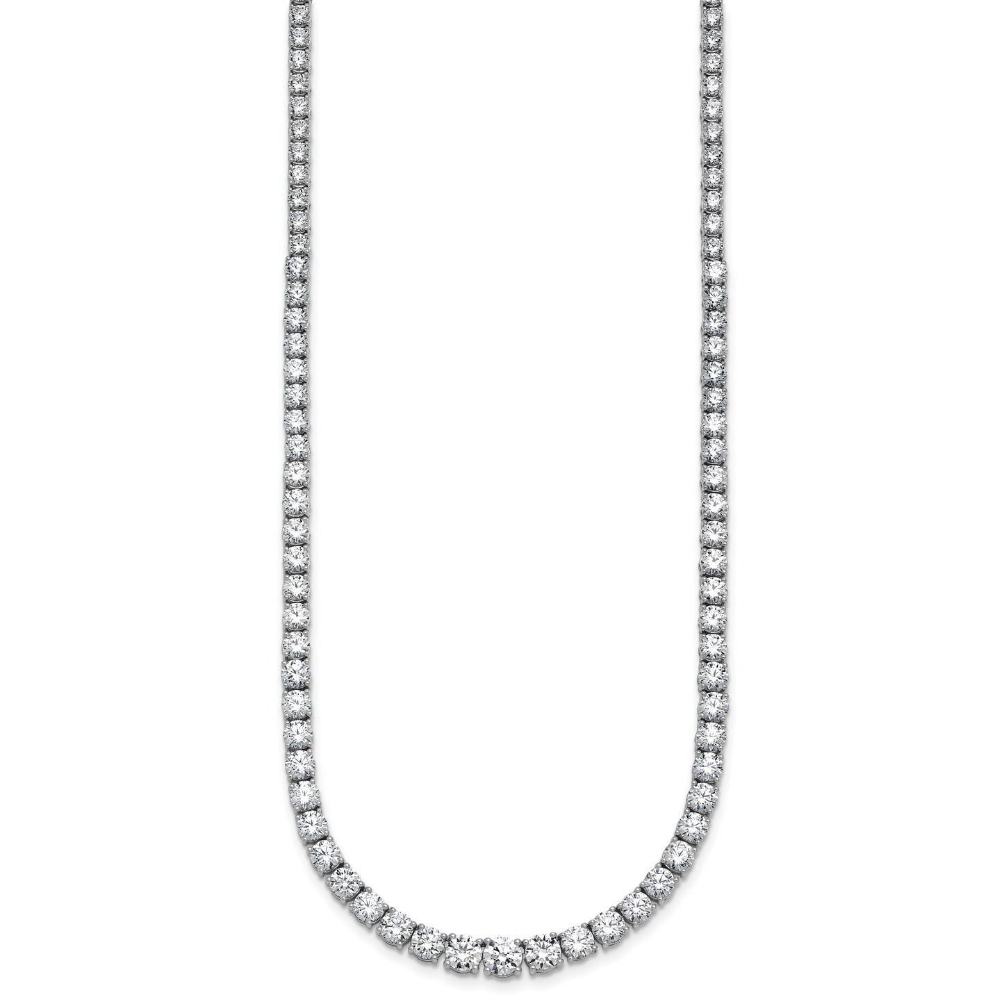 14k White Gold 18 7/8 Ct. Lab Grown Diamond VS/SI+ G+ Round 18 inch Graduated Tennis Necklace