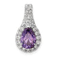 14k White Gold 14KW Lab Grown VS/SI FGH Diamond and Amethyst Pear Pendant