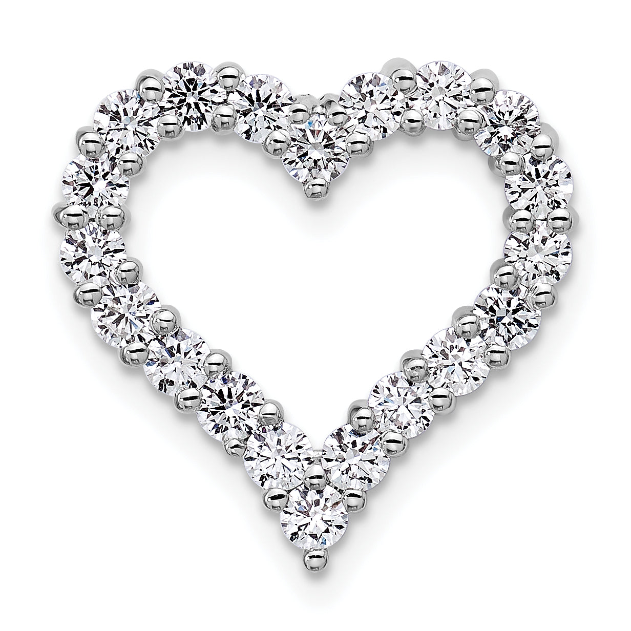 14k White Gold 1 Ct. Lab Grown Diamond VS/SI+ G+ Heart Chain Slide Pendant