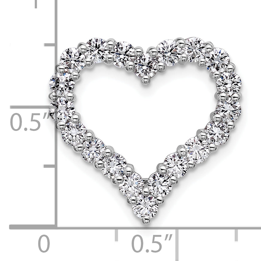 14k White Gold 1 1/2 Ct. Lab Grown Diamond VS/SI+ G+ Heart Chain Slide Pendant