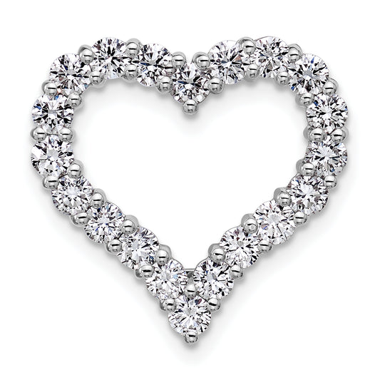 14k White Gold 1 1/2 Ct. Lab Grown Diamond VS/SI+ G+ Heart Chain Slide Pendant