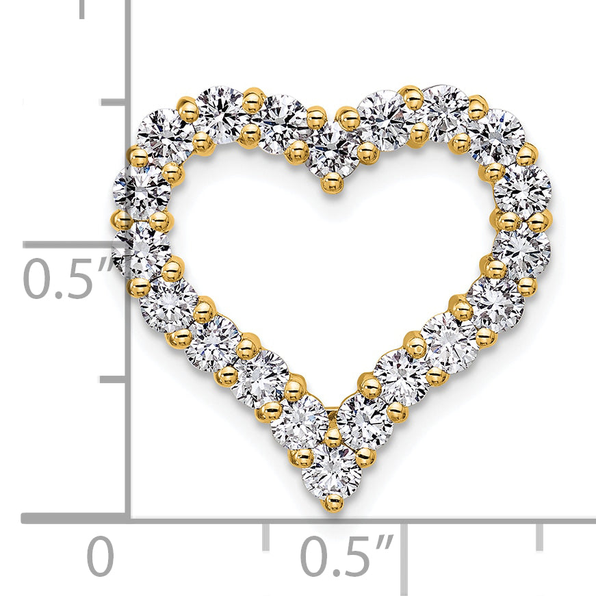 14k Yellow Gold 1 1/2 Ct. Lab Grown Diamond VS/SI+ G+ Heart Chain Slide Pendant