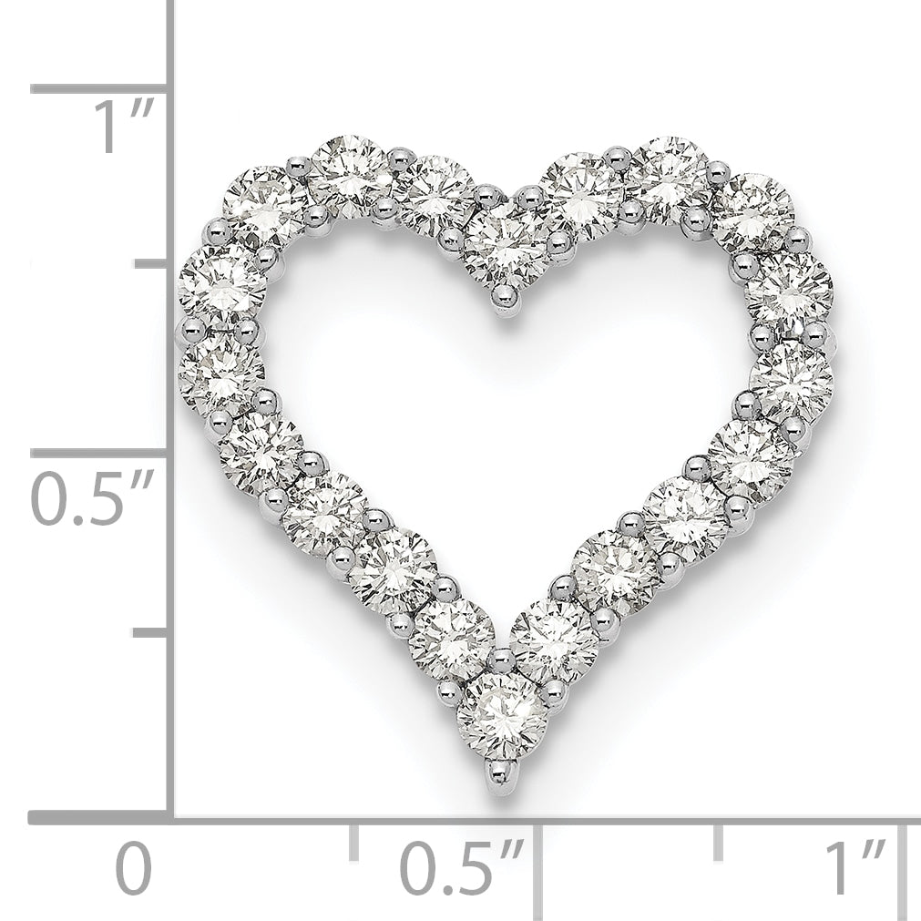 14k White Gold 2 Ct. Lab Grown Diamond VS/SI+ G+ Heart Chain Slide Pendant