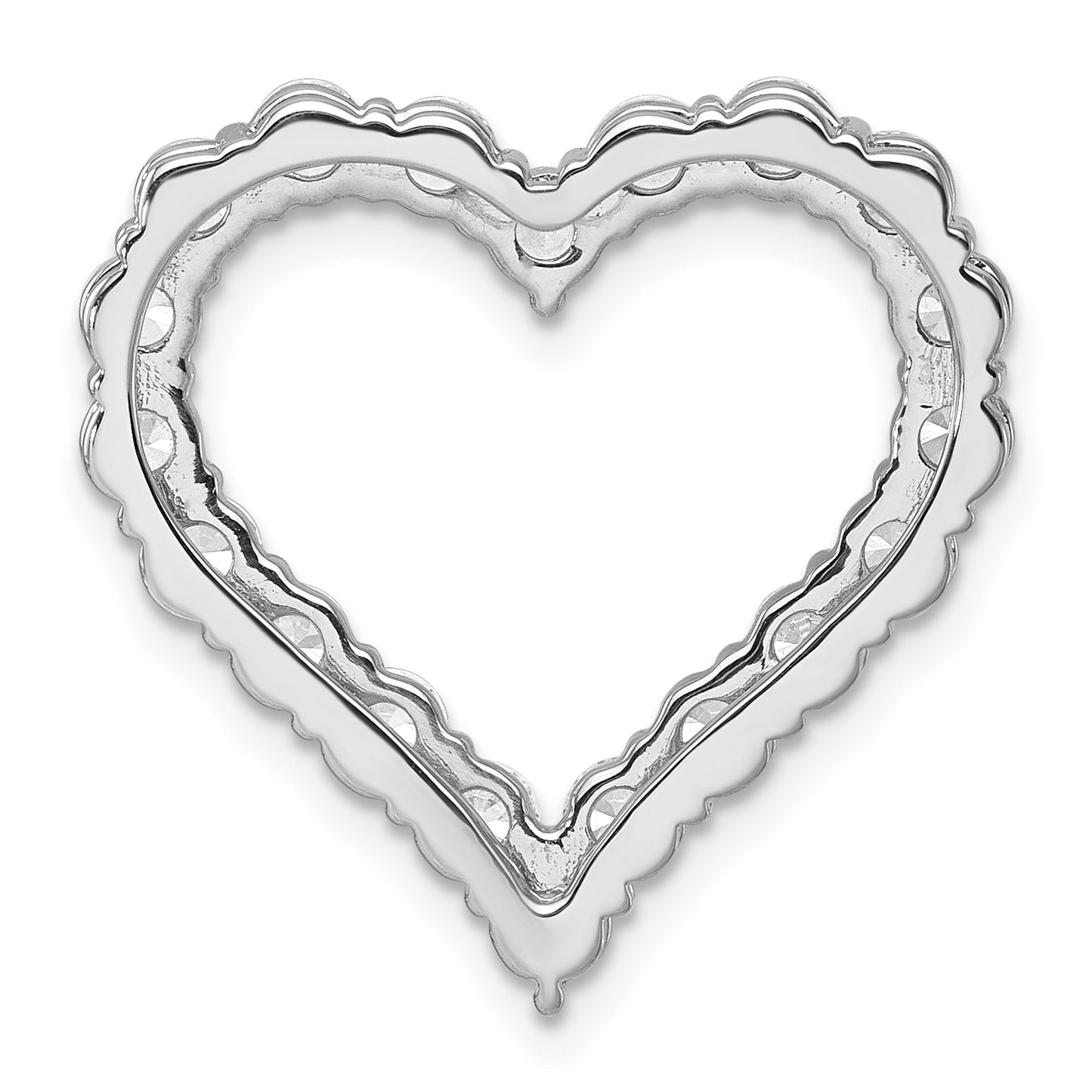 14k White Gold 3 Ct. Lab Grown Diamond VS/SI+ G+ Heart Chain Slide Pendant