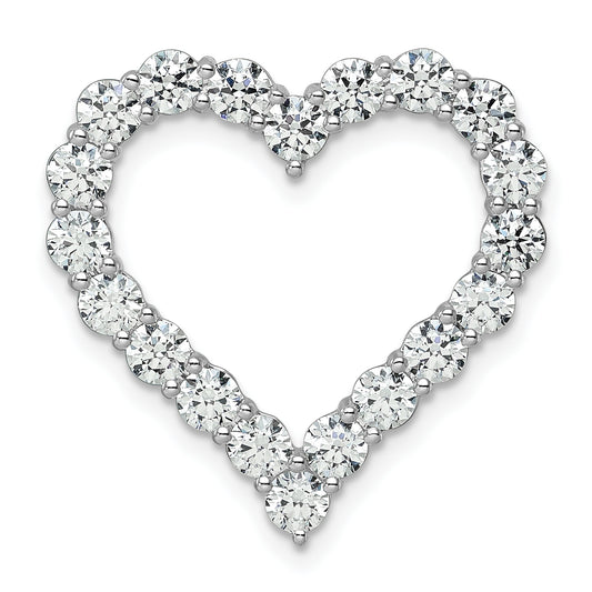 14k White Gold 3 Ct. Lab Grown Diamond VS/SI+ G+ Heart Chain Slide Pendant