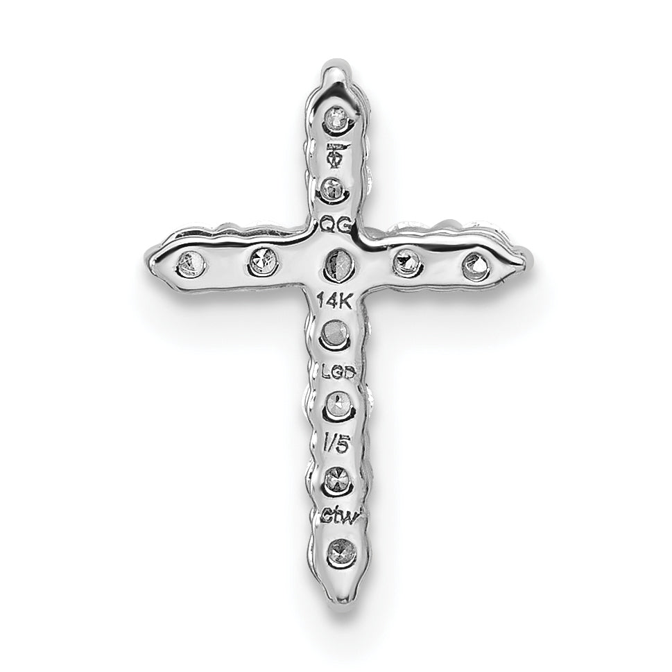 14k White Gold 1/4 Ct. Lab Grown Diamond VS/SI+ G+ Cross Chain Slide Pendant