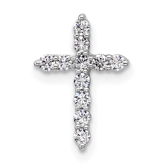 14k White Gold 1/4 Ct. Lab Grown Diamond VS/SI+ G+ Cross Chain Slide Pendant