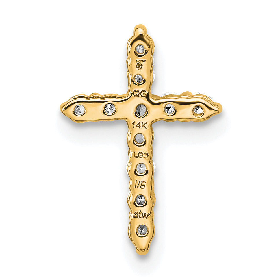 14k Yellow Gold 1/4 Ct. Lab Grown Diamond VS/SI+ G+ Cross Chain Slide Pendant