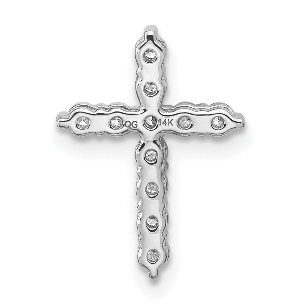 14k White Gold 1/3 Ct. Lab Grown Diamond VS/SI+ G+ Cross Chain Slide Pendant