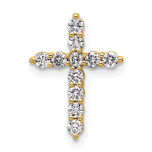 14k Yellow Gold 1/3 Ct. Lab Grown Diamond VS/SI+ G+ Cross Chain Slide Pendant