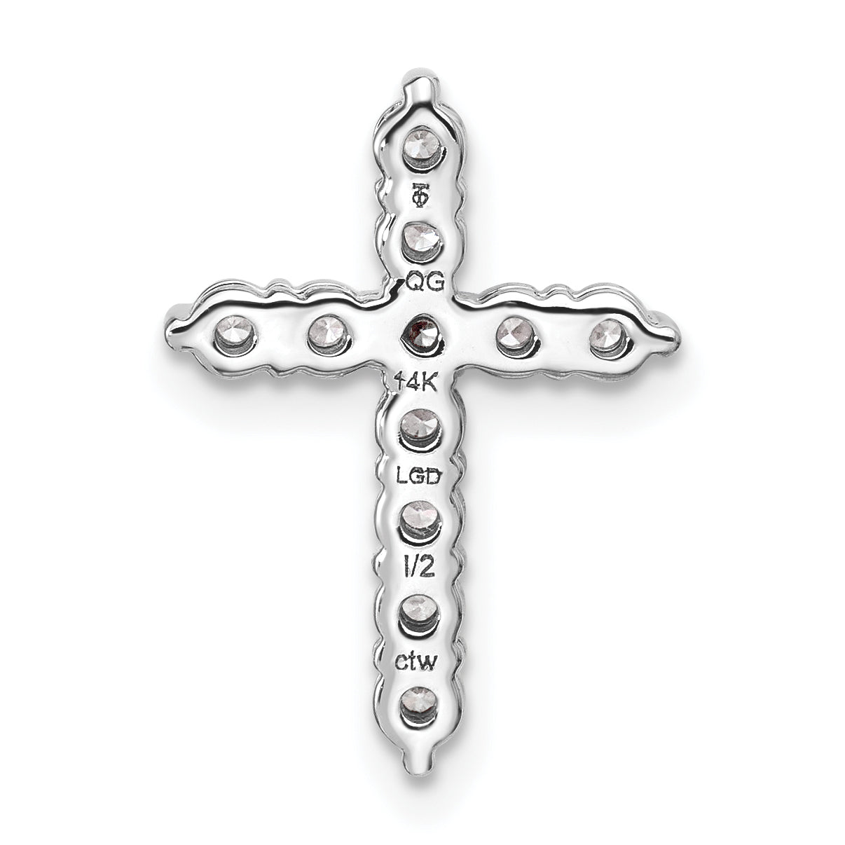 14k White Gold 1/2 Ct. Lab Grown Diamond VS/SI+ G+ Cross Chain Slide Pendant