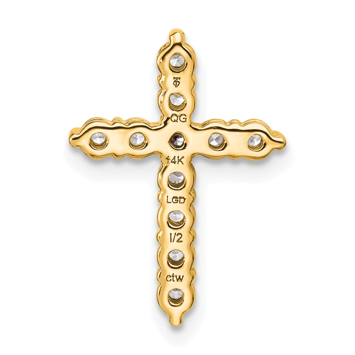 14k Yellow Gold 1/2 Ct. Lab Grown Diamond VS/SI+ G+ Cross Chain Slide Pendant