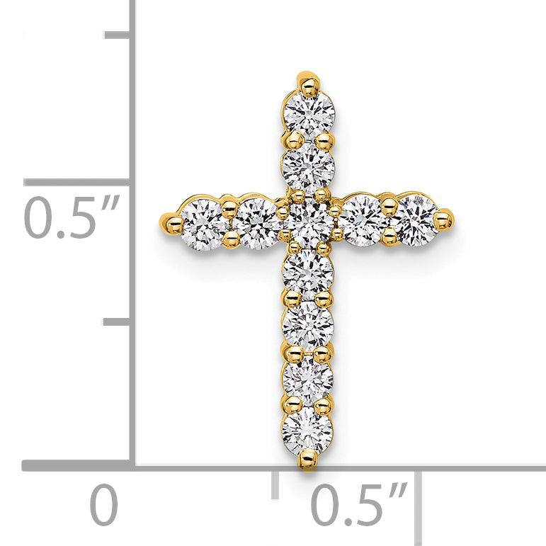 14k Yellow Gold 1/2 Ct. Lab Grown Diamond VS/SI+ G+ Cross Chain Slide Pendant