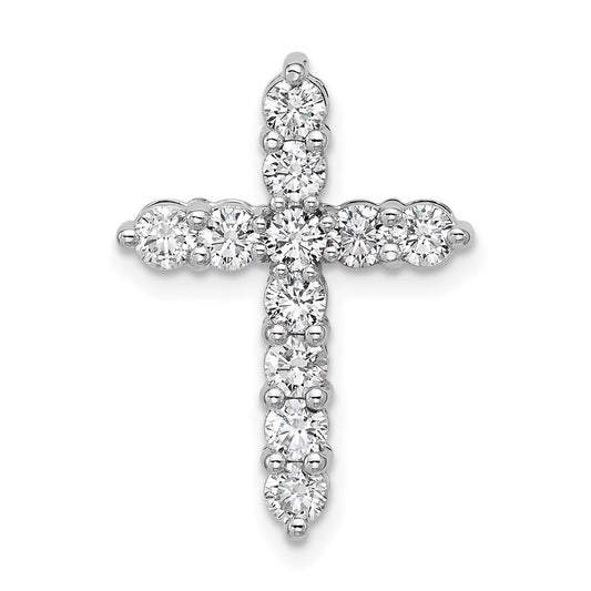 14k White Gold 1 Ct. Lab Grown Diamond VS/SI+ G+ Cross Chain Slide Pendant