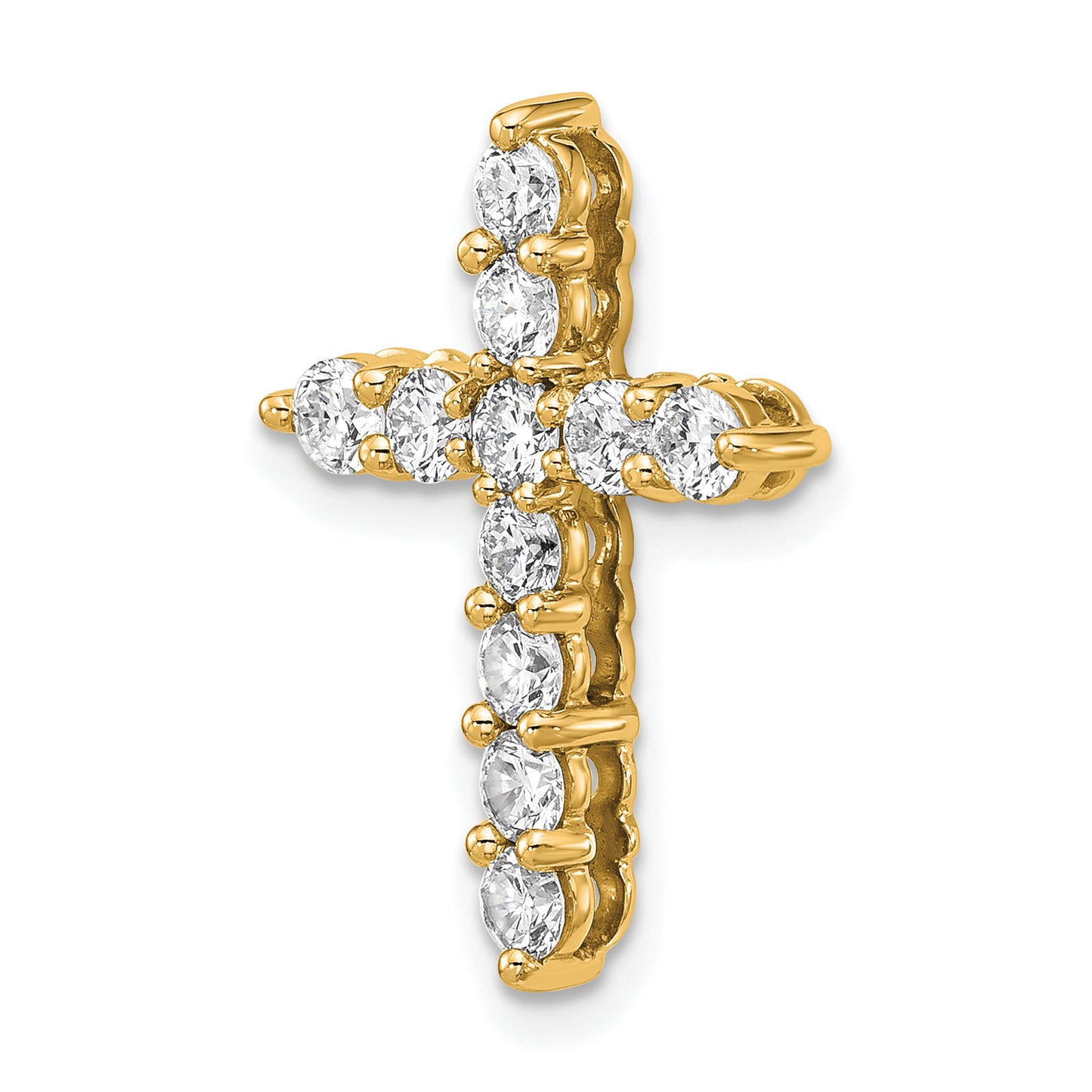 14k Yellow Gold 1 Ct. Lab Grown Diamond VS/SI+ G+ Cross Chain Slide Pendant