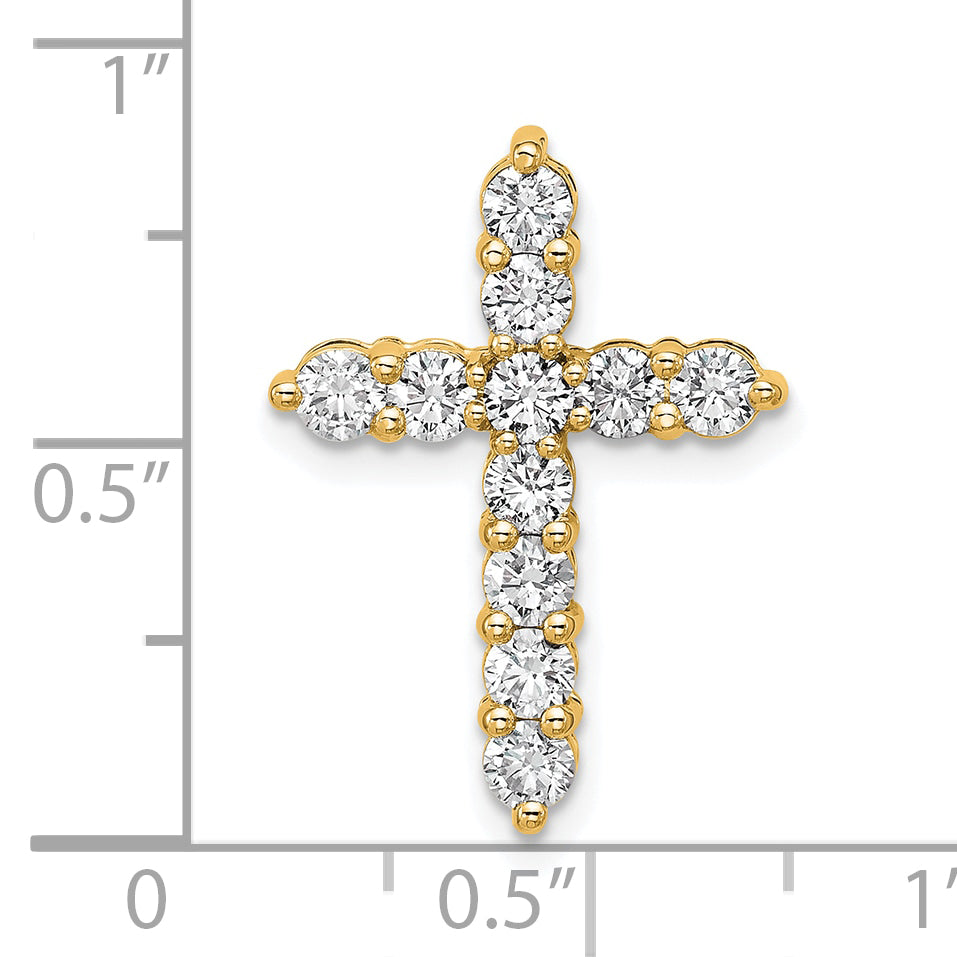 14k Yellow Gold 1 Ct. Lab Grown Diamond VS/SI+ G+ Cross Chain Slide Pendant