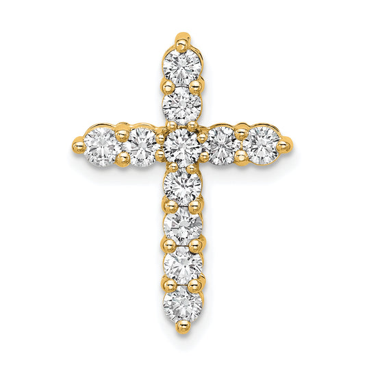 14k Yellow Gold 1 Ct. Lab Grown Diamond VS/SI+ G+ Cross Chain Slide Pendant