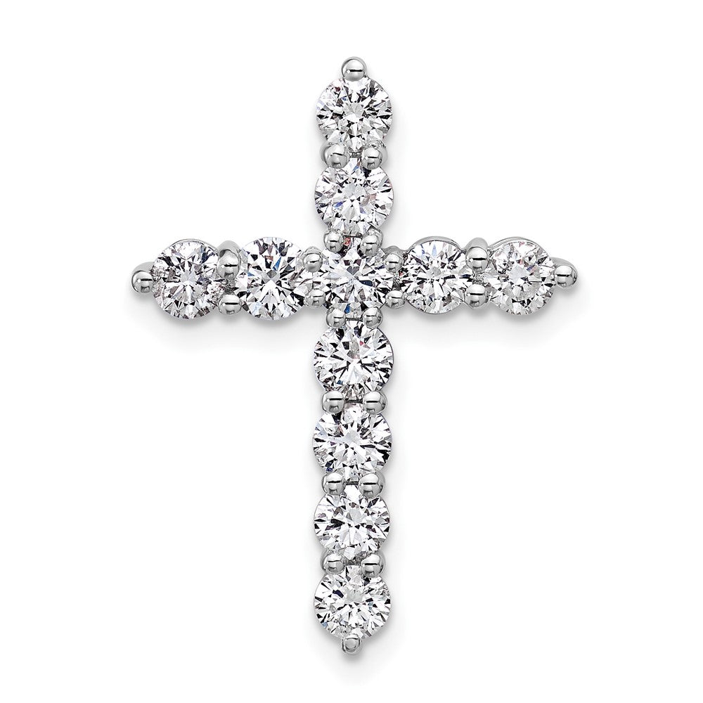 14k White Gold 1 1/2 Ct. Lab Grown Diamond VS/SI+ G+ Cross Chain Slide Pendant