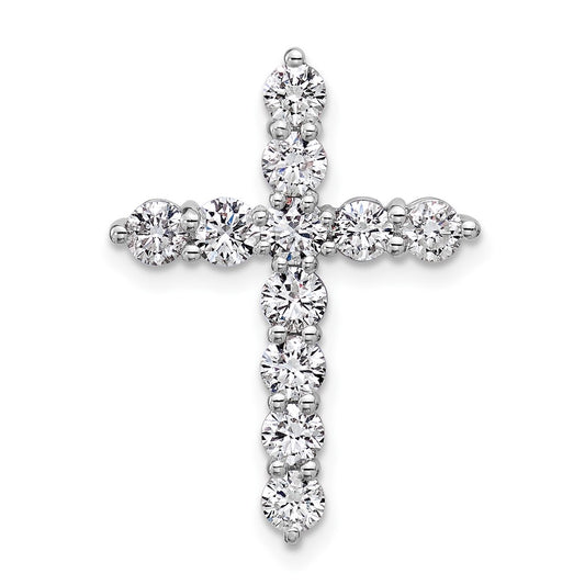 14k White Gold 1 1/2 Ct. Lab Grown Diamond VS/SI+ G+ Cross Chain Slide Pendant