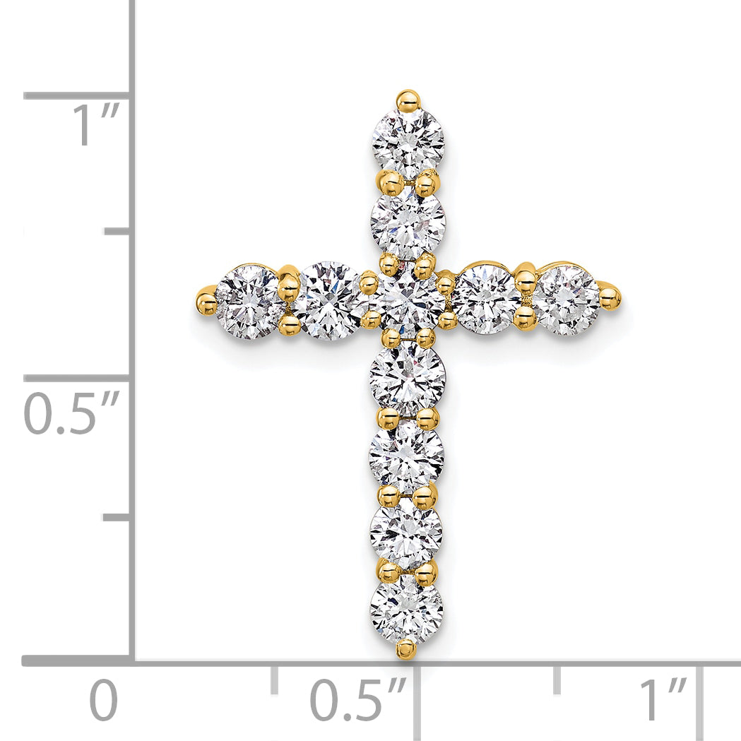 14k Yellow Gold 1 1/2 Ct. Lab Grown Diamond VS/SI+ G+ Cross Chain Slide Pendant